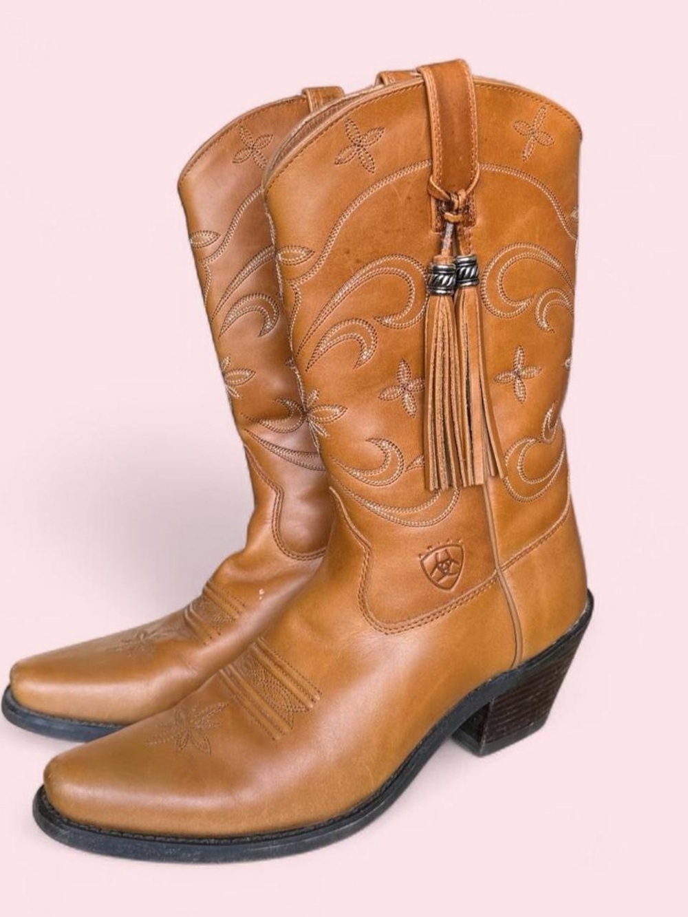 Ariat Tan Western Leather Tassel Mid-Calf Boots - Women - Picture 2 of 5